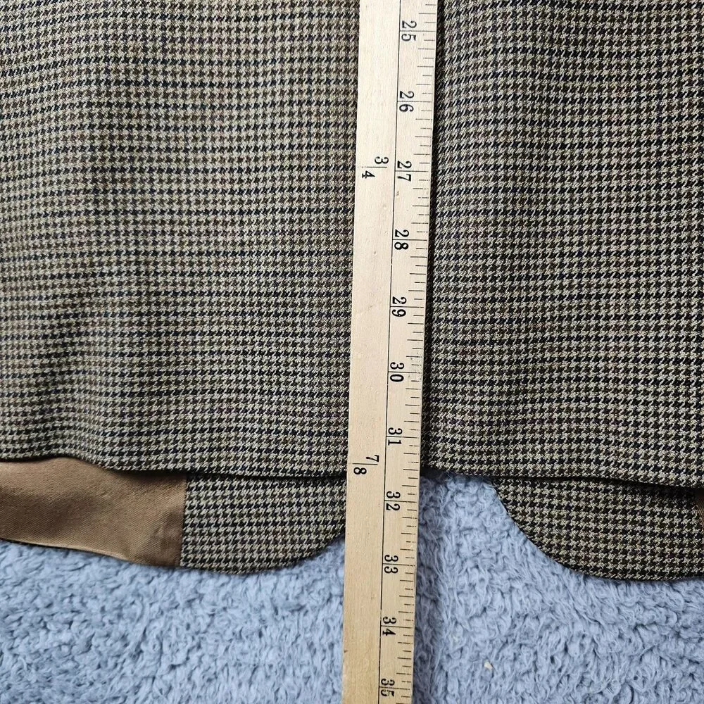 Brooks Brothers Blazer Sport Mens 46R Tan Houndstooth Wool Cashmere Coat Jacket
